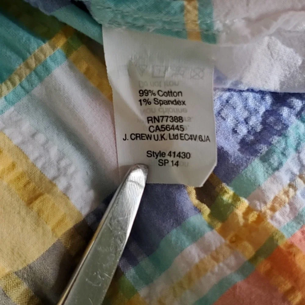 J. Crew | Pastel Plaid Seersucker Perfect Shirt M - Picture 5 of 5